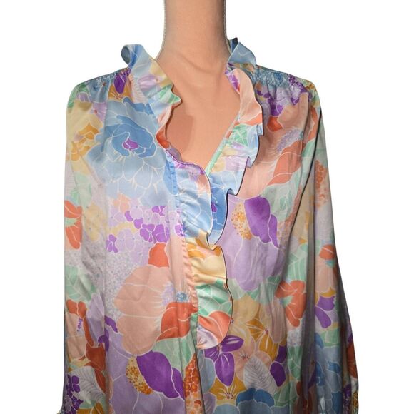 Christian Dior x I.Magnin Vintage Floral Satin Robe - Picture 2 of 6
